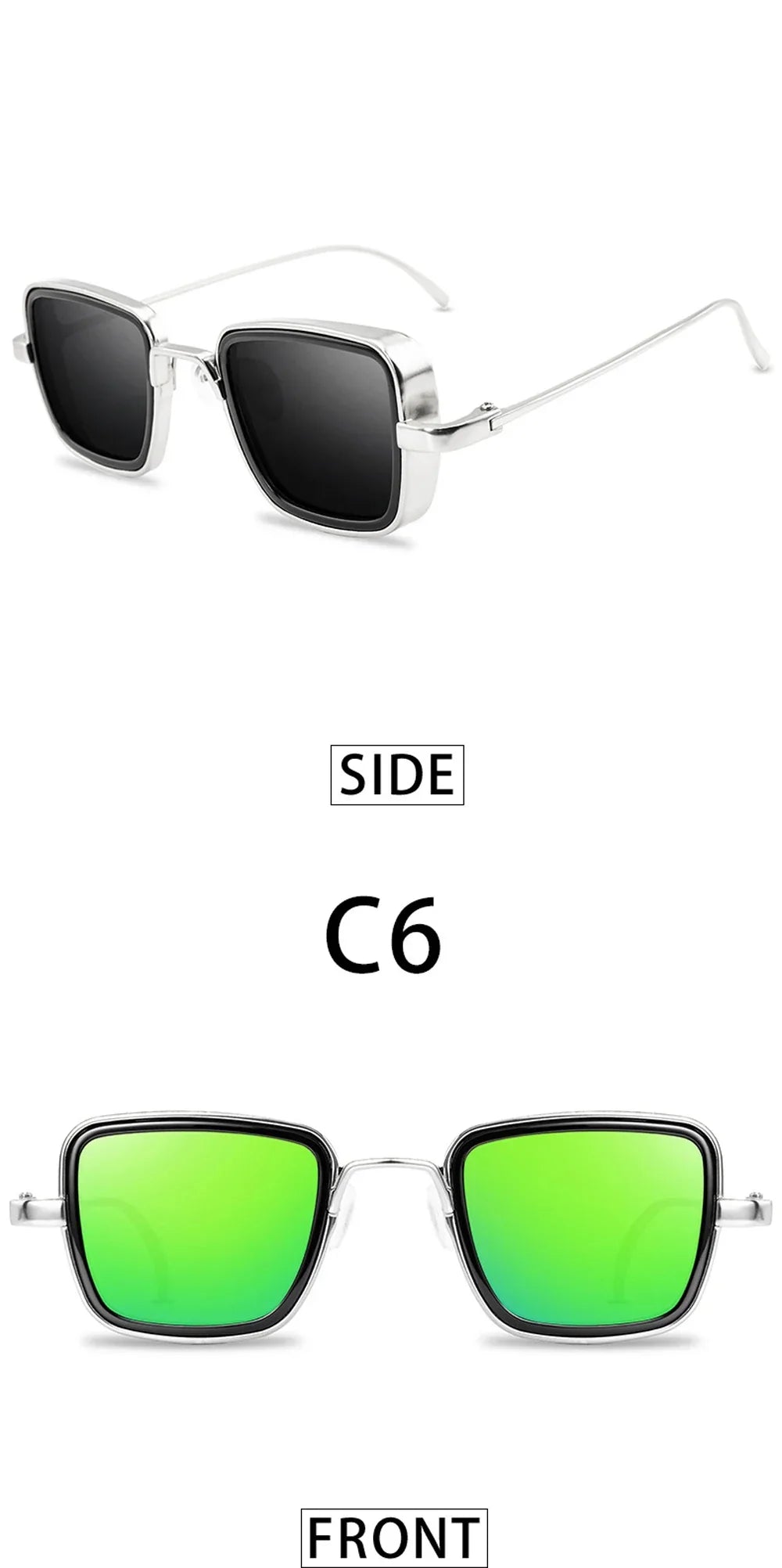 Brand Shades Men Women Sun Glasses UV400 Square Vintage Metal Steampunk Sunglasses