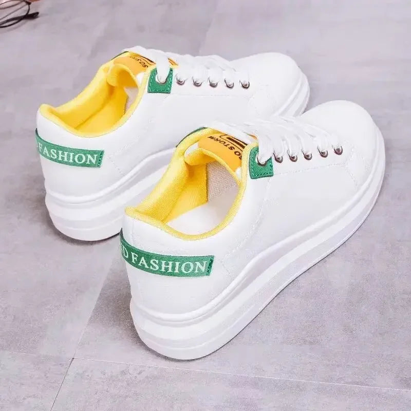 Childs Breathable Leather Panel Shoes Women Solid Color Versatile Kid Shoes Girls Autumn White Shoes Low Top Sports Casual Shoes