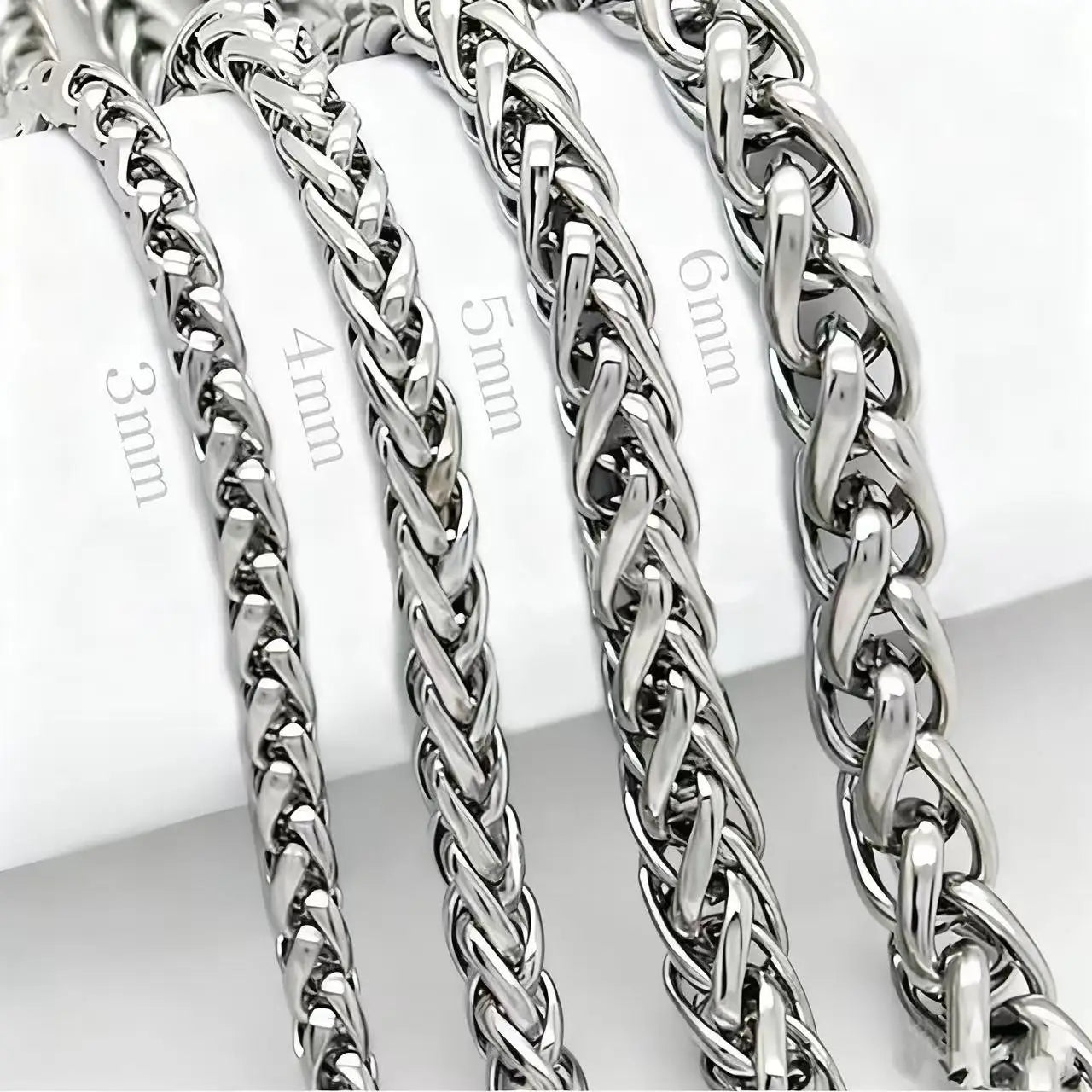 STAINLESS STEEL SILVER COLOR TWIST ROPE CHAIN NECKLACE FOR MEN Women HIP HOP PUNK Jewelry Accessories 3/4/5/6/8MM Thick