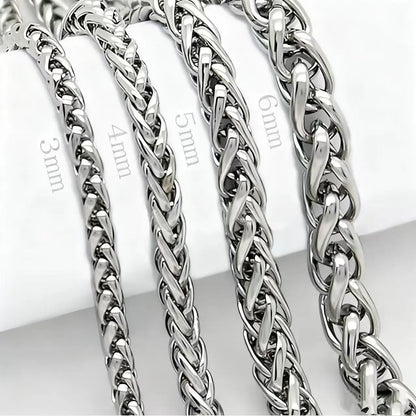 STAINLESS STEEL SILVER COLOR TWIST ROPE CHAIN NECKLACE FOR MEN Women HIP HOP PUNK Jewelry Accessories 3/4/5/6/8MM Thick