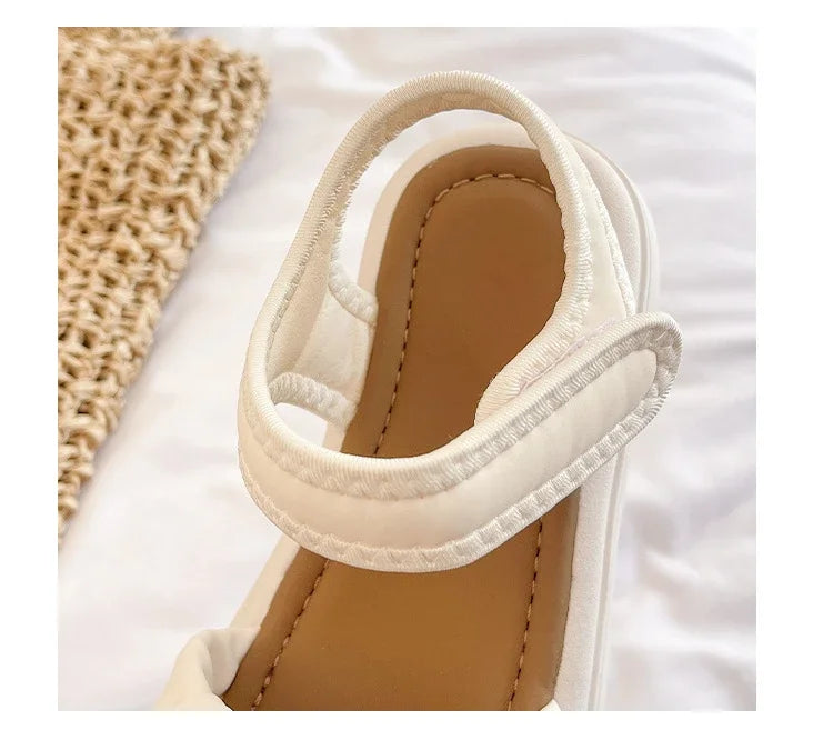 Children Solid Color Sandals Summer Beach Sandals for Girls School Fashion Open-toe Kids Thick Bottom Sandals Non-slip Versatile