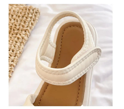 Children Solid Color Sandals Summer Beach Sandals for Girls School Fashion Open-toe Kids Thick Bottom Sandals Non-slip Versatile