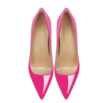 12cm pointed ultra-fine heel high heels sexy silver red powder lacquered leather plus size steel tube dance shoes