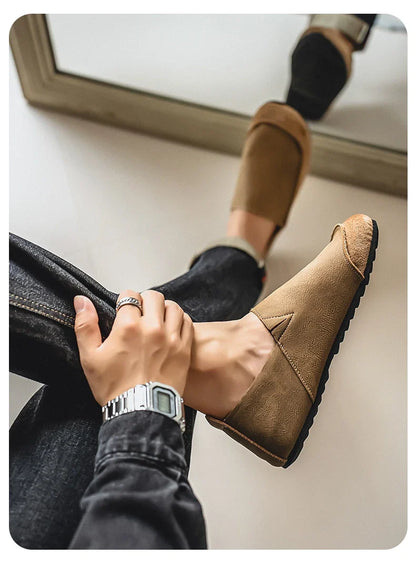 Man Loafers Outdoor Walking Fashion Mens Casual Shoes Soft Leather Comfort Half Slippers Breathable Lazy Driving Shoes