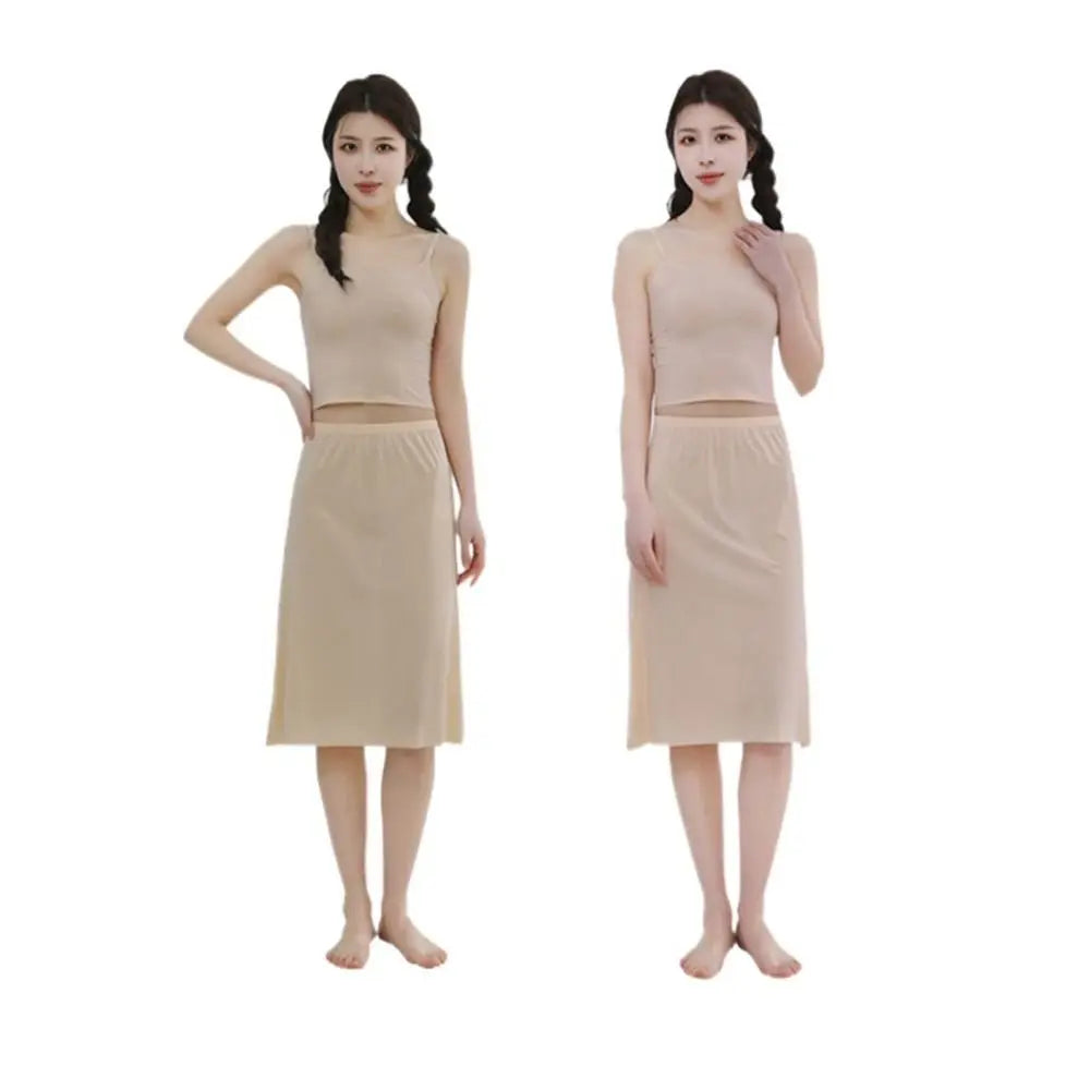 Petticoat Dress Solid Color For Women Safety Underskirt Slips Underskirt Half Slips Women Long Petticoat Ice Silk Underskirt