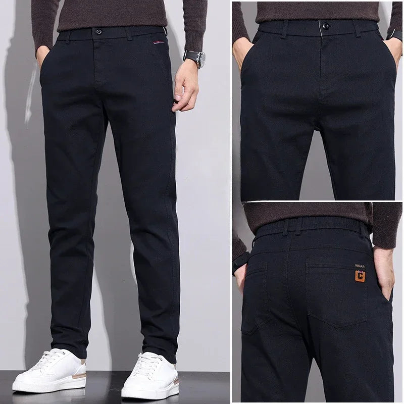 New Winter High-End Business Men's Suit Pants Autumn and Winter Slim Straight Casual Pants Versatile Fashion Trousers Korean