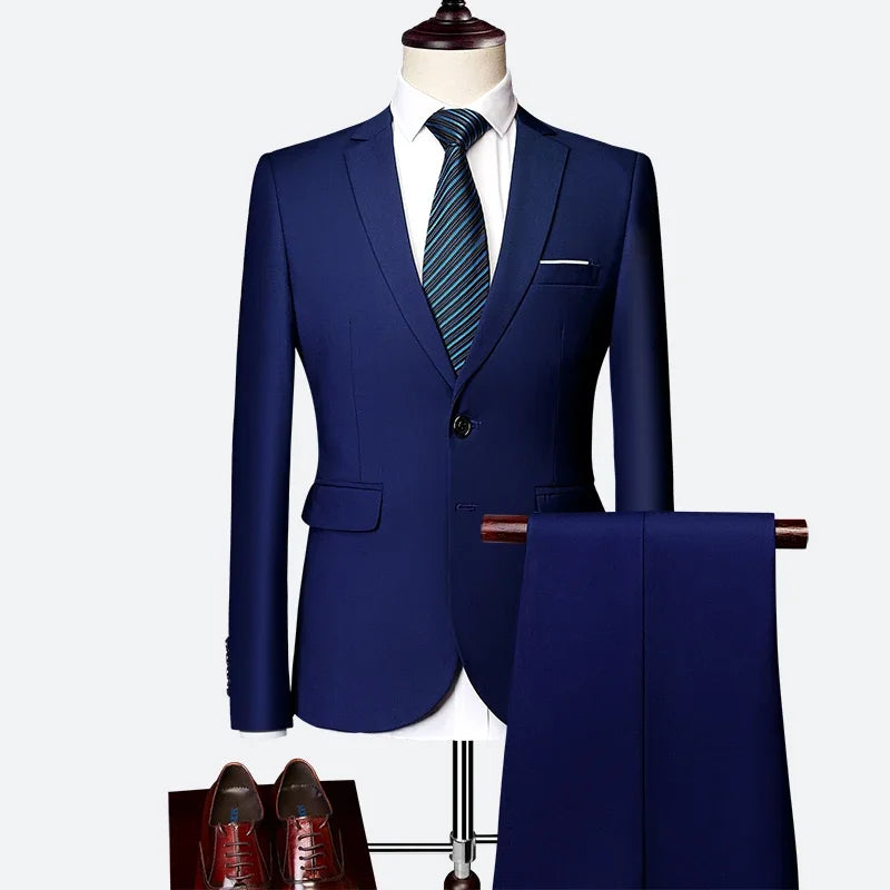 Classic Wedding Tuxedos Casual Solid Suits Slim Fit 3/2 Pieces Groomsmen Suit Male Formal Business Men Clothing