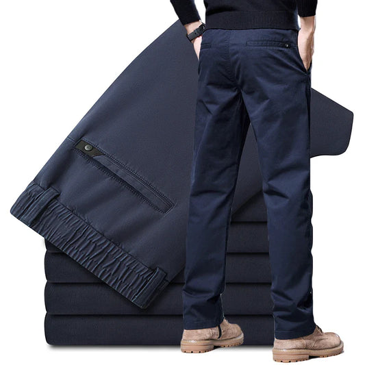 Spring Autumn Male Casual Pants Korean Mens Clothing Business Straight Work Trousers Solid Color Classic Versatile Man Pants