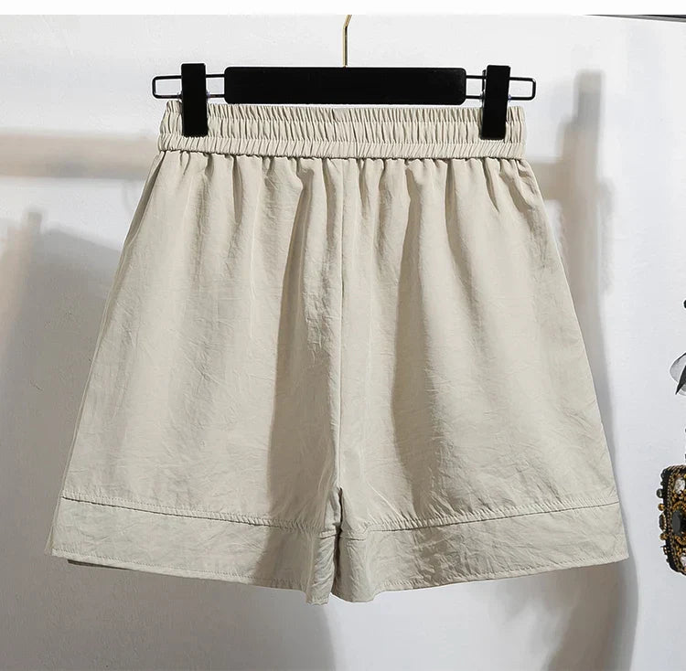 Plus Size Summer Shorts For Women 2025 Summer Ice Silk Drawstring Large Size Loose Shorts Women Korean Streetwear Shorts Female