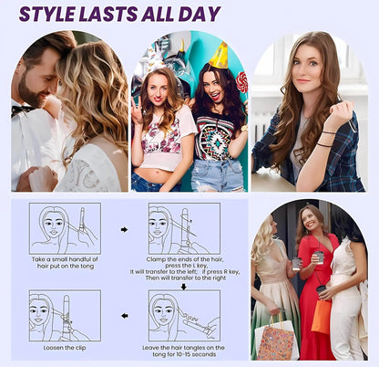 Automatic Hair Curling Iron 28mm Ceramic Barrel Rotating Curler for Big Waves and Smooth Damage Free Hair Styling
