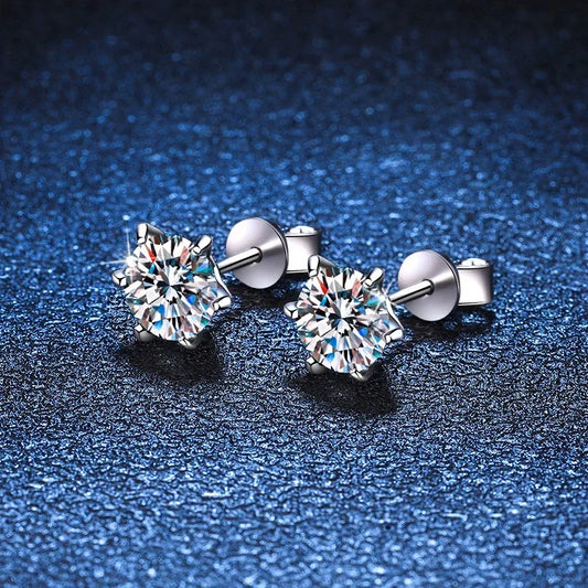 0.3-2CT Moissanite Stud Earrings For Women Screw Thread Ear Studs 925 Sterling Silver Wedding Jewelry Pass Diamond Test