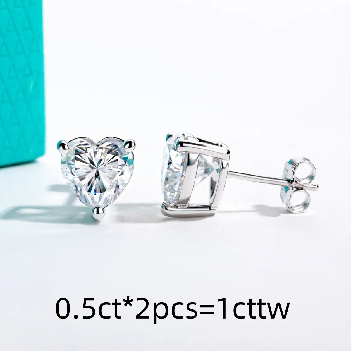 Heart Moissanite Stud Earrings 1cttw-6cttw D Color VVS1 925 Sterling Silver 18k Gold Plated Classic Women's Jewelry