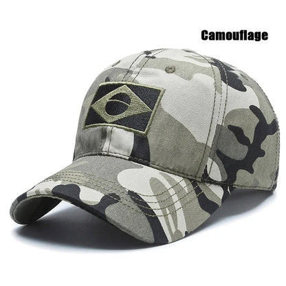 Spring and Autumn New Cotton Embroidered Brazilian Flag Baseball Cap Outdoor Cotton Men and Women Camouflage Sun Hat