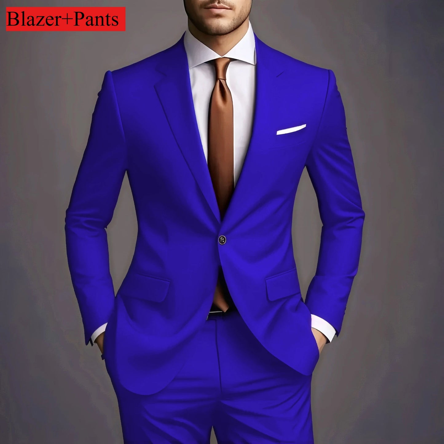 Elegant Men's Suits 2 Piece Set Fashion Korean Casual Slim Fit Social Groom Wedding Tuxedo