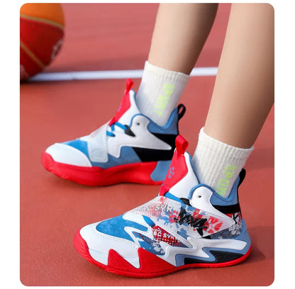 Kids Basketball Shoes Tactical Boots Ankle Support Sneakers Breathable Boys Girls Sports Shoes Shock-absorbing Athletic Shoes