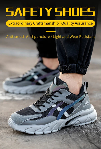 Man Safety Shoes Puncture-Proof Work Sneakers Lightweight Work Shoes Men Steel Toe Shoes Safety Boots Indestructible Shoes