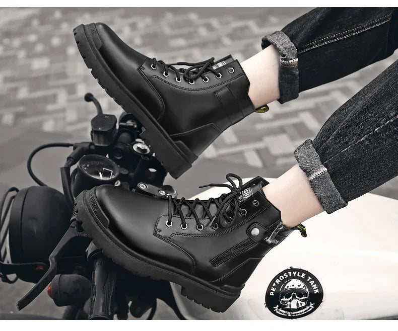 Men's high top casual boots four seasons new outdoor anti slip comfort workwear boots fashion versatile trendy boots men's shoes