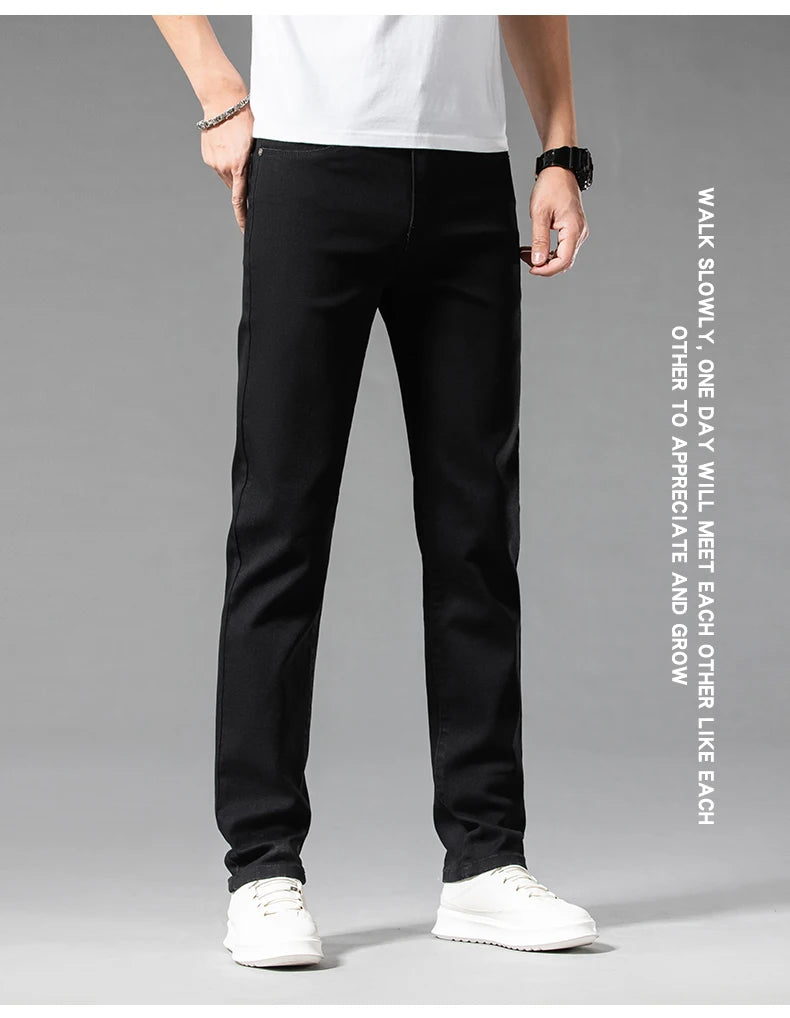 2026 Men White Jeans Fashion Casual Classic Style Slim Fit Soft Trousers Male Brand Advanced Stretch Pants