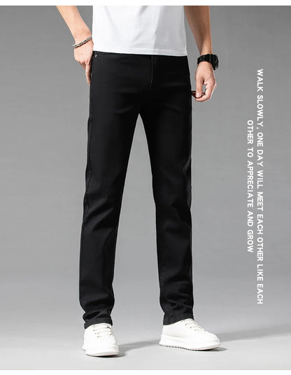 2026 Men White Jeans Fashion Casual Classic Style Slim Fit Soft Trousers Male Brand Advanced Stretch Pants