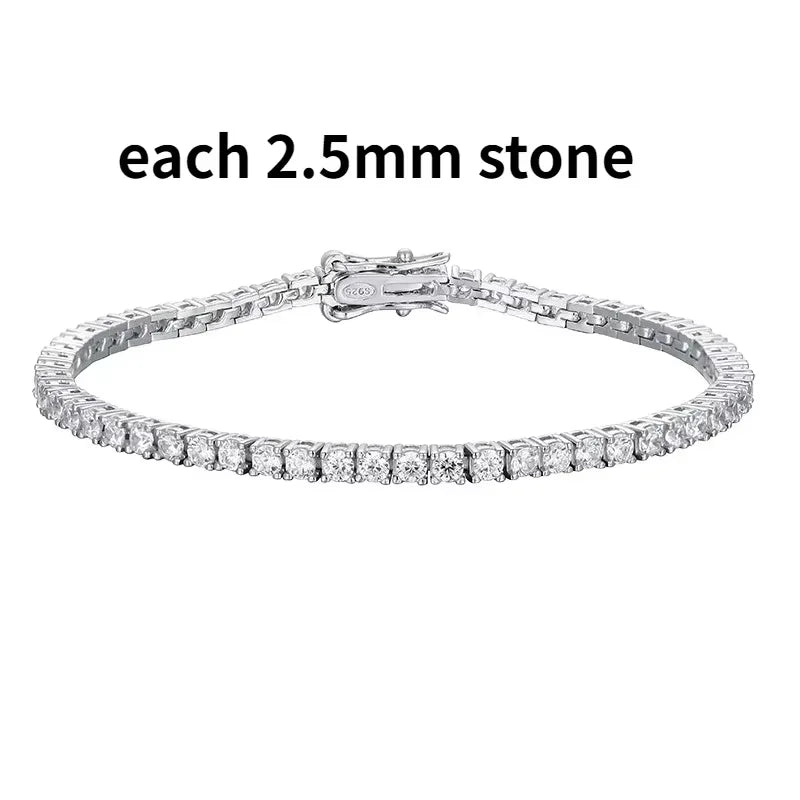 2-6.5mm Real Moissanite Tennis Bracelet for Women Christmas Gift Platinum Plated 100% 925 Sterling Silver Wedding Jewelry