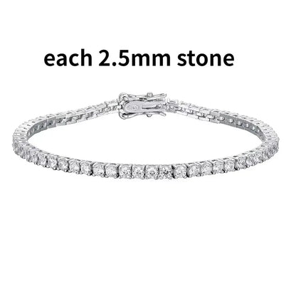 2-6.5mm Real Moissanite Tennis Bracelet for Women Christmas Gift Platinum Plated 100% 925 Sterling Silver Wedding Jewelry