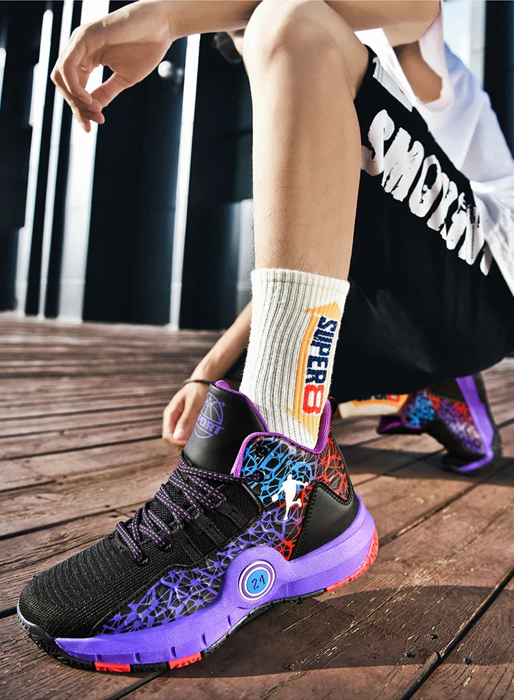 Kids Basketball Shoes Anti-slip High-Top Basketball Combat Boots Boys Girls Cushioned Trainers Children‘s Ankle Support Sneakers