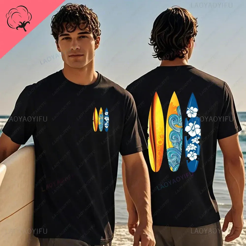 Hawaiian Traditions North Shore Hawaii Surfing Men Women White High Qulaty Cotton T-shirt Comfortable Beach-style Surf Tee Tops