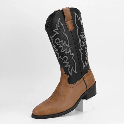Men's High-Top Vintage Embroidered Fashion Desert Western Cowboy Boots