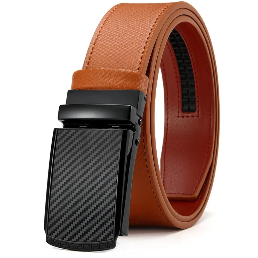 New Mens Belt Automatic Genuine Leather Luxury Belt of Men Male Metal Automatic Buckle Designer High Quality Waist Belt Black