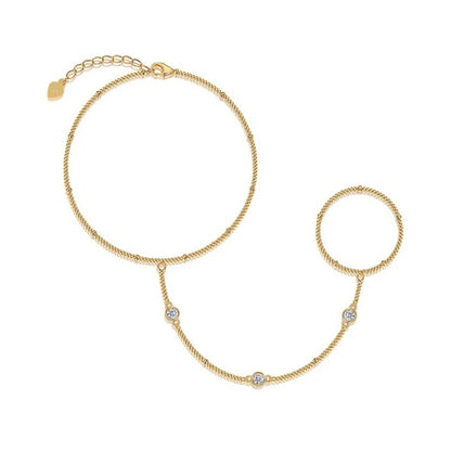 Moissanite Hand Chain Bracelet for Women 3mm Round Bubble Bezel Set Diamond Bracelets 100% S925 Silver Wrist Chain Fine Jewelry