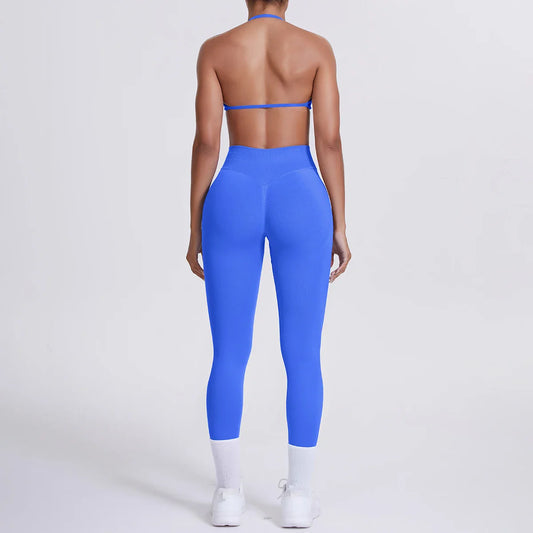 Women 2pcs Patchwork Sport Yoga Suit Training Sleeveless Sport Gym Tops Tummy Control Slimming Booty Leggings Yoga Suit Sports