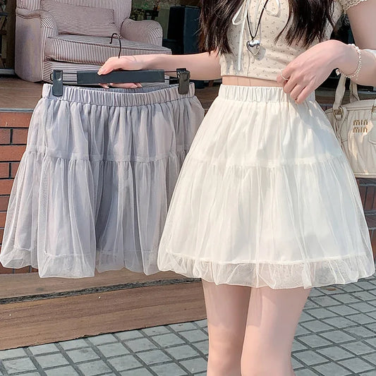 Women Summer 2026 A-Line Mini Skirt Pleated Puffy Short Skirt Korean Fashion Style Flower Bud Skirt Sweet Streetwear Y2k