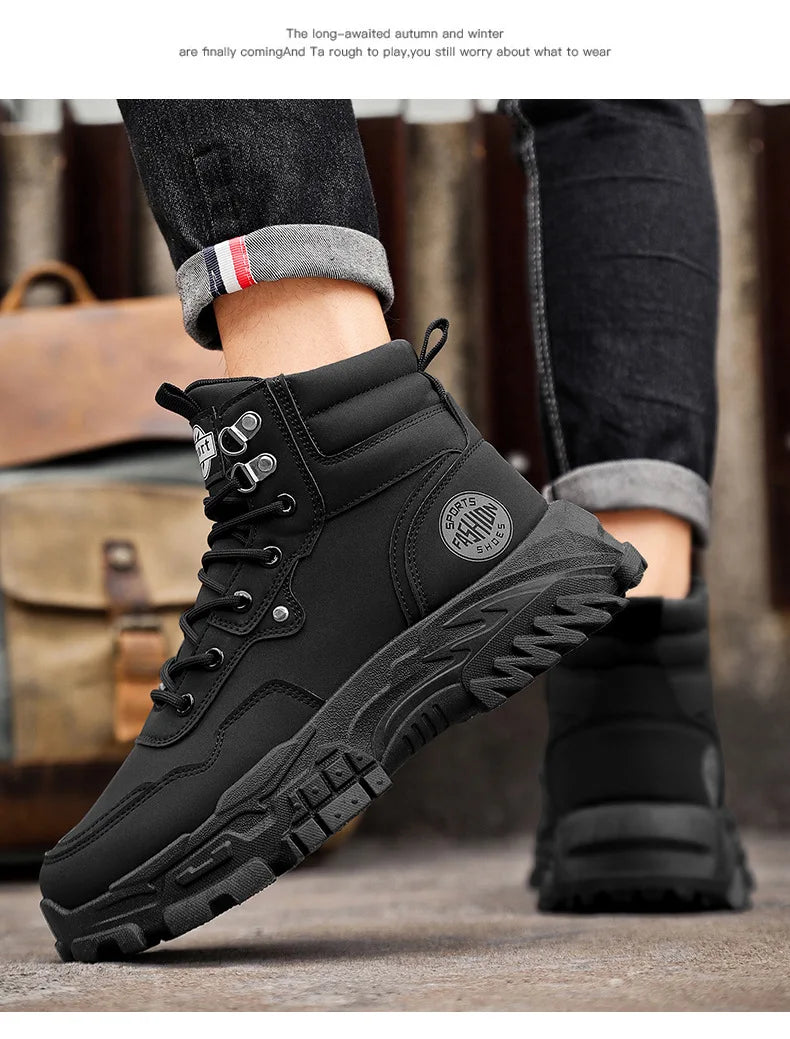 Men Boots Cotton Boot Platform Autumn British High Top Retro Thick Sole Lace Up Comfort Anti Slip Sport Mountaineering Boot