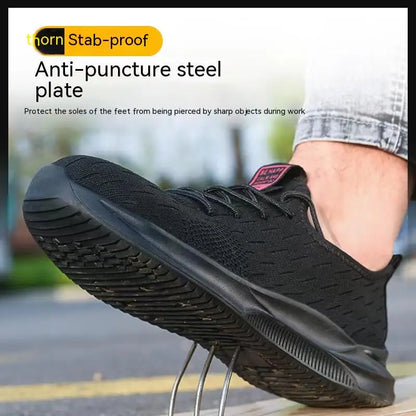 Mens Safety Shoes Breathable Steel Toe Cap Boots Anti-smashing Anti-smash Safety Work Shoes Lightweight Men Women Work Sneaker