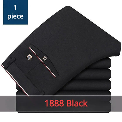 Casual Suit Pants Stretch Men's Dress Pants Black Navy Blue Suit Pants Straight Slim-Fit Business Formal Trousers Plus Size 40