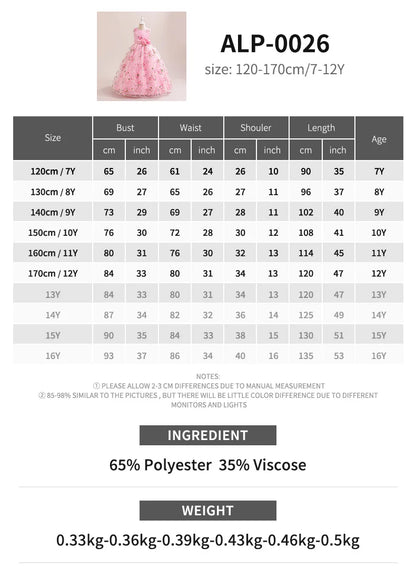 Summer Girls Floral Party Bridesmaids Dresses Elegant Tulle Wedding Princesss Prom Dress for Girl Gala Birthday Children Costume