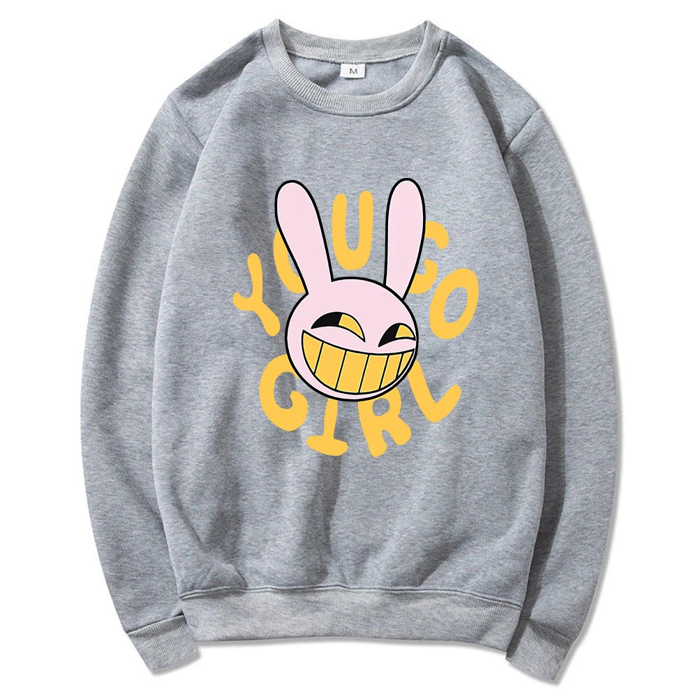 Hoodie Fashion Women Harajuku Funny Cute Rabbit Hoodie Unisex Cartoon Vintage Pullover Sweatshirt