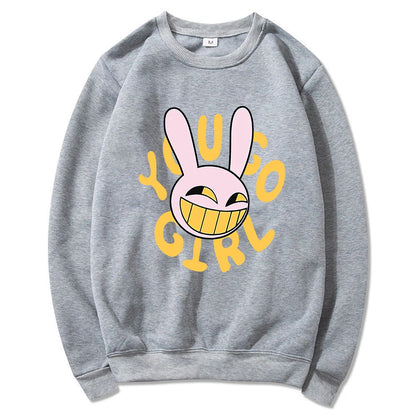 Hoodie Fashion Women Harajuku Funny Cute Rabbit Hoodie Unisex Cartoon Vintage Pullover Sweatshirt