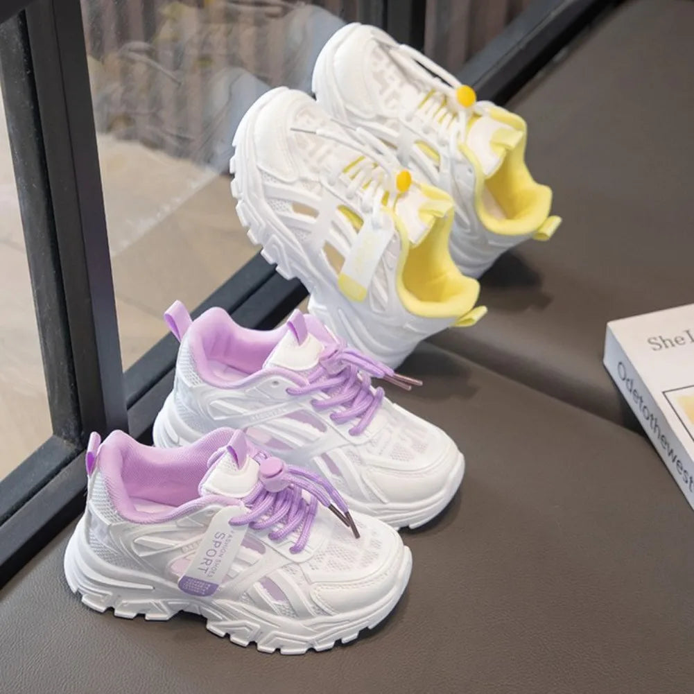 Girls Sports Shoes 2026 Spring and Summer New Children's Casual Mesh Breathable Thick-soled Designer Tennis Sports Shoes