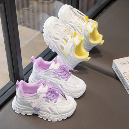 Girls Sports Shoes 2026 Spring and Summer New Children's Casual Mesh Breathable Thick-soled Designer Tennis Sports Shoes