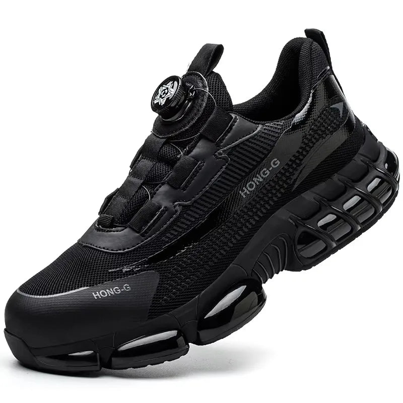 Steel Toe Indestructible Shoes Protective Boots Rotating Button Work Safety Shoes Men Air Cushion Security Boots Work Sneakers