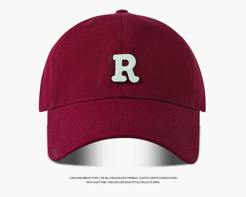 Large Head Circumference Baseball Cap Men's and Women's Dome Hat Soft Top Cap 60/65cm Sun Protection  Letter R Hat Adult Caps