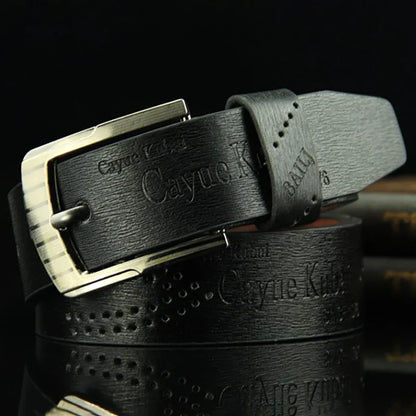 Fashion Luxury Belt For Men PU Leather Belts Metal Pin Buckle High Quality Famous Brand Designer Waist Strap Belts 110cm Length