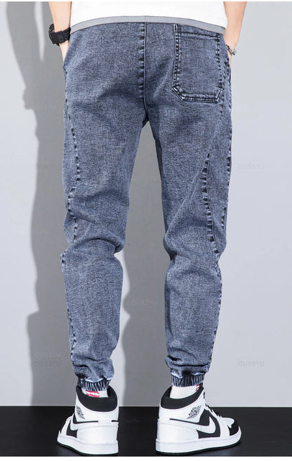 Four Seasons Blue Cargo Jeans Men Streetwear Denim Jogger Pants Baggy Harem Jean Trousers Male Oversize Large size4 5 6 7XL 8XL
