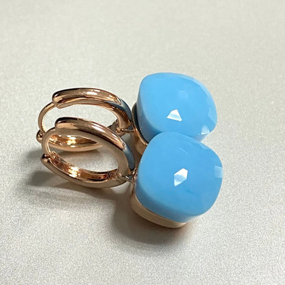 Classic Earrings For Women Amethyst Crystal Earrings Copper With Gold Plated Square Candy Colors Earrings Fashion Jewelry