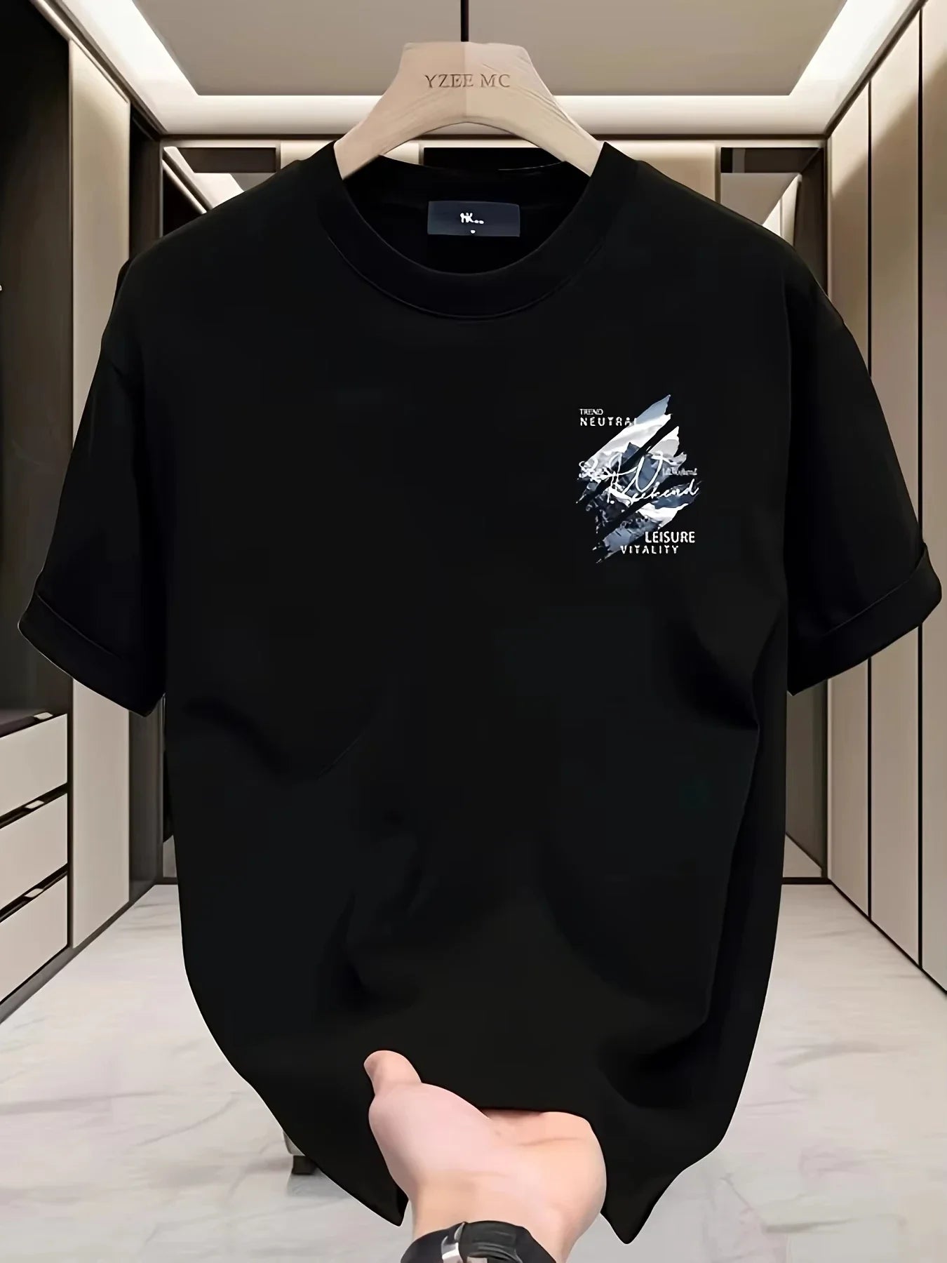 Summer Casual Street Breathable Men's Short-sleeved T-shirt for Outdoor Outings Trendy Printed Men's Clothing