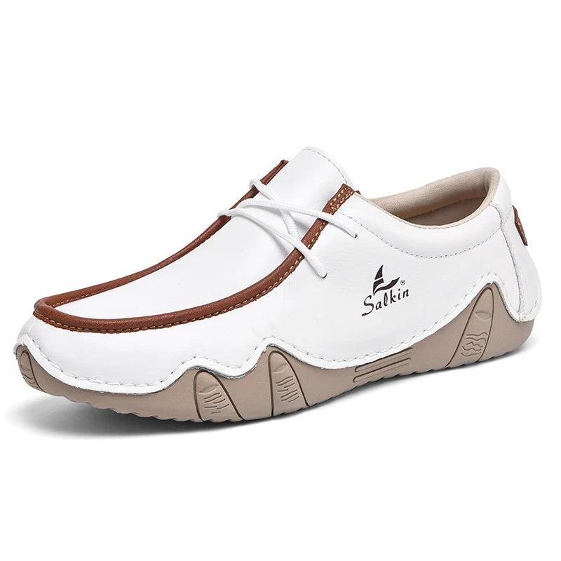 Novos Tênis Masculinos Casuais de Couro Feitos à Mão da Moda 2024 Design Sapatilhas Masculinas Mocassins Respiráveis Cano Baixo Sapatos Flats Dirigir Tamanho Grande