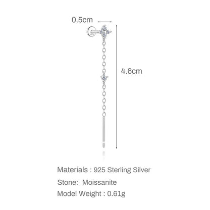 New D Vvs1 All Moissanite Tassel Drop Earrings for Women Lab Diamond Wedding Party Jewelry 100% S925 Sterling Silver
