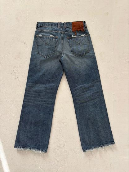 Y2K Vintage Baggy Jeans Men Harajuku Streetwear Wide Leg Denim Pants American Style Distressed Rough Edges Unisex Ripped Jeans