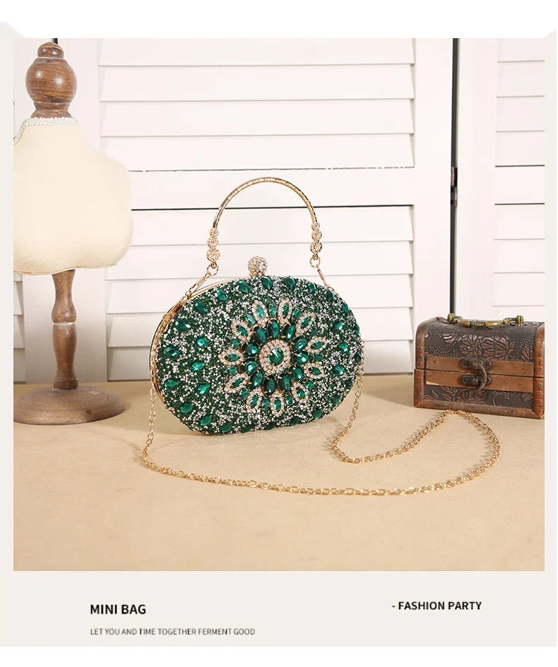 Cross-border explosive sunflower dinner bag Fashion banquet clutch bag Dress evening bag Diamond set bag European and American p
